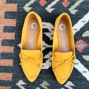 Yellow suede flats